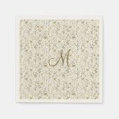 Monogramm neutrale Boho-Blumen Wildblumen Blumen Serviette (Vorderseite)