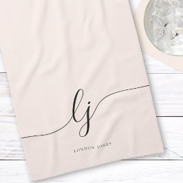 Monogramm neutrale einfache Elegankalligrafie Geschirrtuch