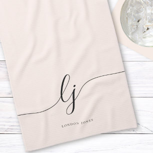Monogramm neutrale einfache Elegankalligrafie Geschirrtuch
