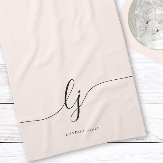 Monogramm neutrale einfache Elegankalligrafie Geschirrtuch
