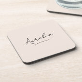 Monogramm neutrale moderne Minimalistisch-Chic-Sig Getränkeuntersetzer (Linke Seite)