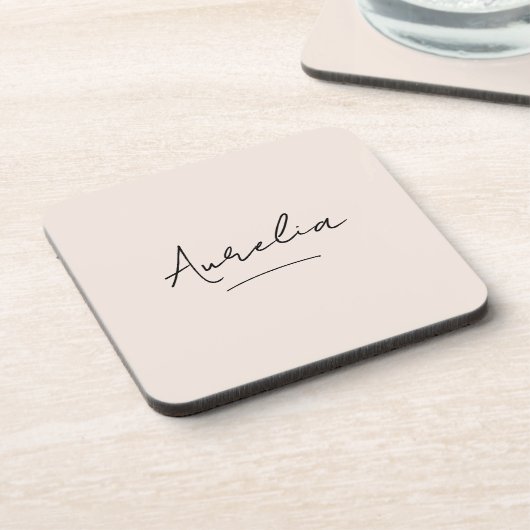 Monogramm neutrale moderne Minimalistisch-Chic-Sig Getränkeuntersetzer (Linke Seite)