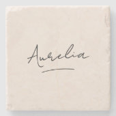 Monogramm neutrale moderne Minimalistisch-Chic-Sig Steinuntersetzer (Vorderseite)