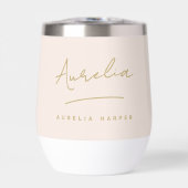 Monogramm neutraler moderner Minimaler Blush Pink  (Vorderseite)