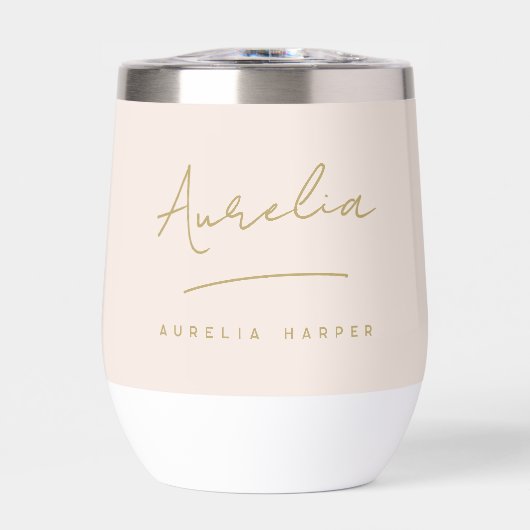 Monogramm neutraler moderner Minimaler Blush Pink  (Vorderseite)