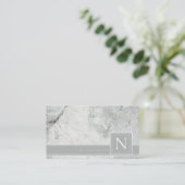 Monogramm neutrales Grau-Std-ID672 B Visitenkarte (Stehend Vorderseite)