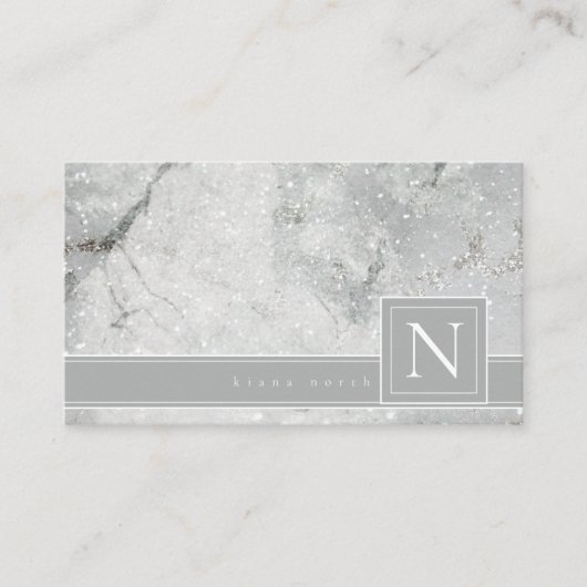 Monogramm neutrales Grau-Std-ID672 B Visitenkarte (Vorderseite)