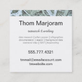 Monogramm neutrales Grün Abstrakt Quadratische Visitenkarte (Rückseite)