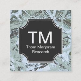 Monogramm neutrales Grün Abstrakt Quadratische Visitenkarte