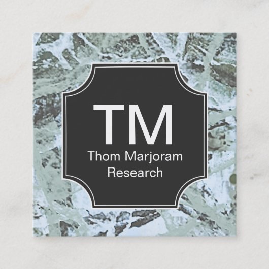 Monogramm neutrales Grün Abstrakt Quadratische Visitenkarte (Vorderseite)