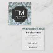 Monogramm neutrales Grün Abstrakt Quadratische Visitenkarte (Vorne/Hinten)