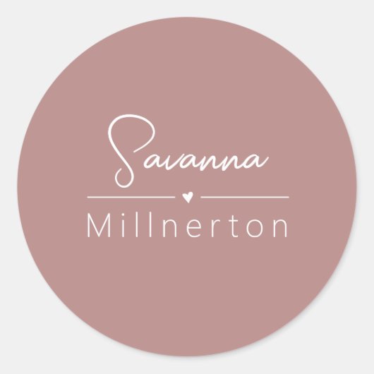 Monogramm neutrales modernes Minimalistisches Eleg Runder Aufkleber (Vorderseite)