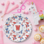 Monogramm Niedlich 4. Juli Ballonhunde Pappteller (Party)