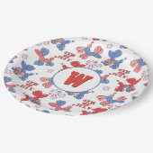 Monogramm Niedlich 4. Juli Ballonhunde Pappteller (Schrägansicht)