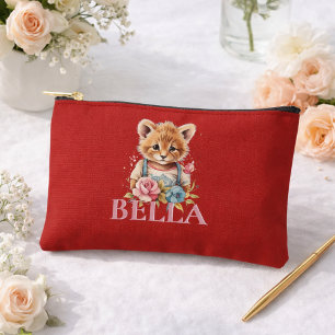 Monogramm Niedlich blumenrot Modern Minimalistisch Zubehörtasche