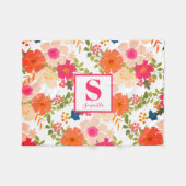Monogramm Niedlich Chic Floral Fleecedecke (Vorderseite (Horizontal))
