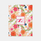 Monogramm Niedlich Chic Floral Fleecedecke (Vorderseite)