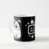 Monogramm Niedlich Doodle Doodle Dog mit Sternen Kaffeetasse (Vorderseite Links)
