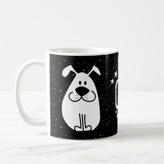Monogramm Niedlich Doodle Doodle Dog mit Sternen Kaffeetasse (Links)