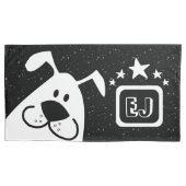 Monogramm Niedlich Doodle Doodle Hund mit Sternen Kissenbezug (Vorderseite-Links)