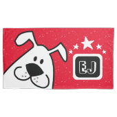 Monogramm Niedlich Doodle Doodle Hund mit Sternen Kissenbezug (Vorderseite-Links)