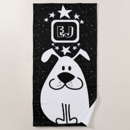 Monogramm Niedlich Doodle Doodle Hund mit Sternen Strandtuch
