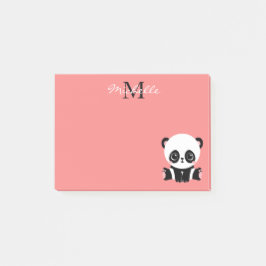 Monogramm Niedlich Panda Rosa Personalisierter Nam Post-it Klebezettel