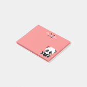 Monogramm Niedlich Panda Rosa Personalisierter Nam Post-it Klebezettel (angewinkelt)