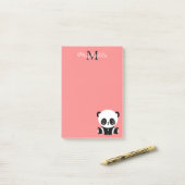 Monogramm Niedlich Panda Rosa Personalisierter Nam Post-it Klebezettel (Auf Schreibtisch)