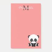 Monogramm Niedlich Panda Rosa Personalisierter Nam Post-it Klebezettel (Vorderseite)