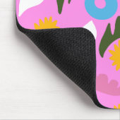 Monogramm niedlich rosa fette Blumenmuster Mousepad (Ecke)