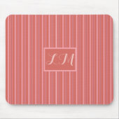 Monogramm Niedlich-rosa Streifen Mousepad (Vorne)