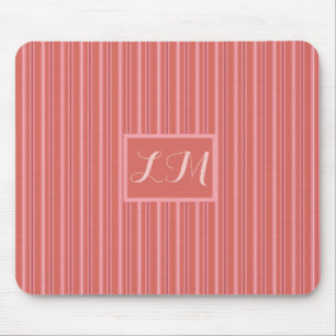 Monogramm Niedlich-rosa Streifen Mousepad