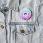 Monogramm niedlich rosa Wolken Button (Beispiel)