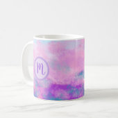 Monogramm niedlich rosa Wolken Kaffeetasse (Vorderseite Links)