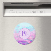 Monogramm niedlich rosa Wolken Magnet (In Situ (Geschirrspüler))