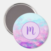 Monogramm niedlich rosa Wolken Magnet (Vorderseite/Rückseite)