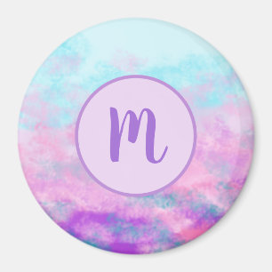 Monogramm niedlich rosa Wolken Magnet