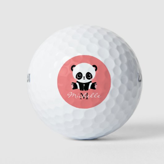 Monogramm Niedlich Sitzen Panda Personalisiert Lac Golfball (Vorderseite)