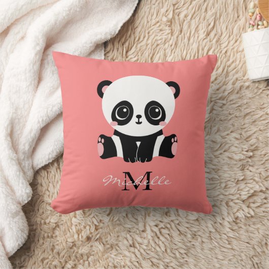 Monogramm Niedlich Sitzen Panda Personalisiert Lac Kissen (Decke)