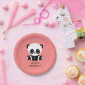 Monogramm Niedlich Sitzen Panda Personalisiert Lac Pappteller (Party)