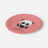 Monogramm Niedlich Sitzen Panda Personalisiert Lac Pappteller (Schrägansicht)