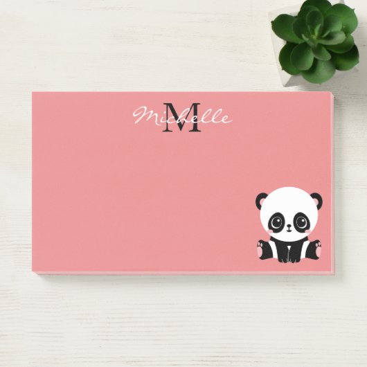 Monogramm Niedlich Sitzen Panda Personalisiert Lac Post-it Klebezettel (Büro)