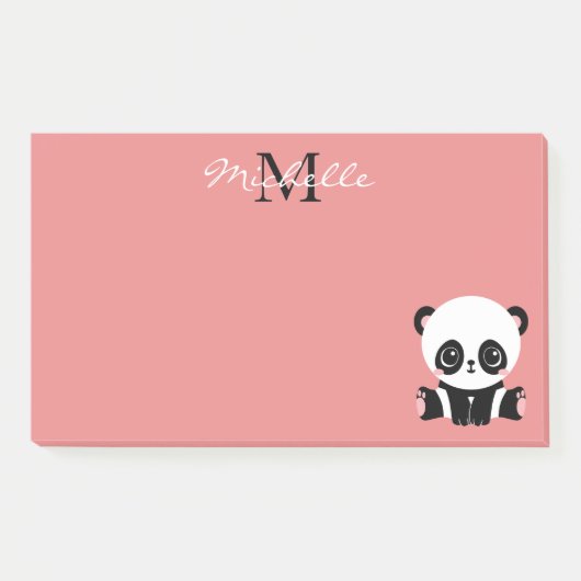Monogramm Niedlich Sitzen Panda Personalisiert Lac Post-it Klebezettel (Vorderseite)
