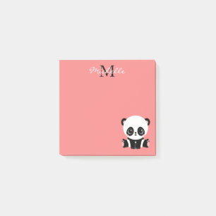 Monogramm Niedlich Sitzen Panda Personalisiert Lac Post-it Klebezettel