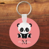 Monogramm Niedlich Sitzen Panda Personalisiert Lac Schlüsselanhänger (Vorderseite)
