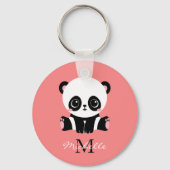 Monogramm Niedlich Sitzen Panda Personalisiert Lac Schlüsselanhänger (Rückseite)