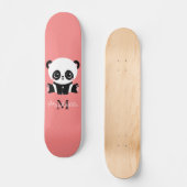 Monogramm Niedlich Sitzen Panda Personalisiert Lac Skateboard (Vorderseite)