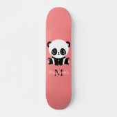 Monogramm Niedlich Sitzen Panda Personalisiert Lac Skateboard (Vorne)