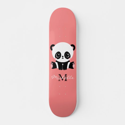 Monogramm Niedlich Sitzen Panda Personalisiert Lac Skateboard (Vorne)